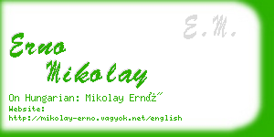 erno mikolay business card